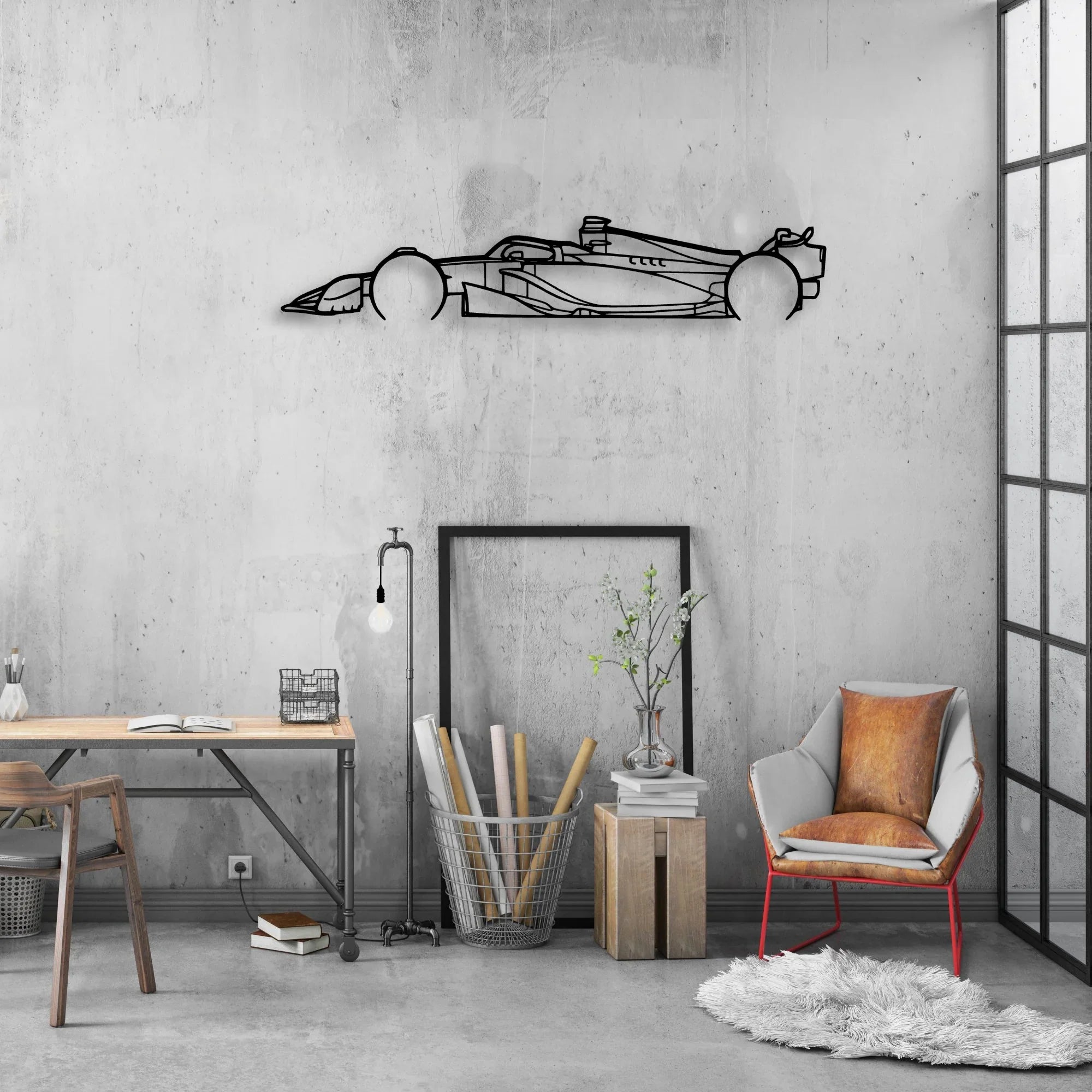 F1 2024 SF-24 Classic Silhouette Metal Wall Art - Automotive Garage Decor