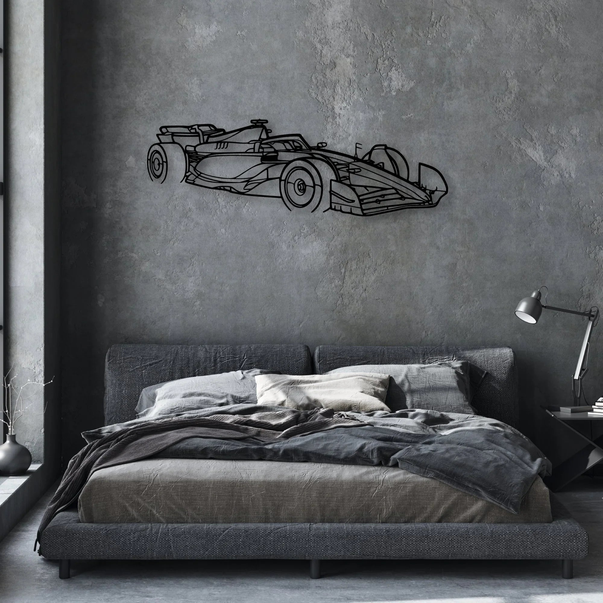 F1 2024 SF-24 Angle Classic Silhouette Metal Wall Art - Automotive Garage Decor