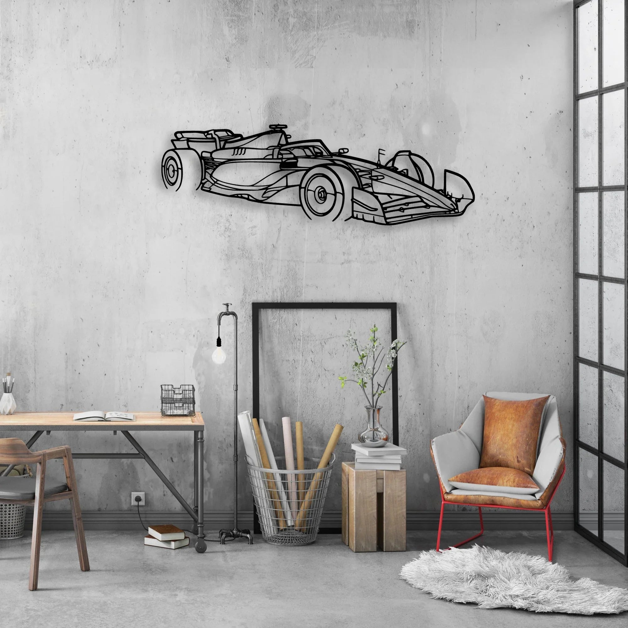 F1 2024 SF-24 Angle Classic Silhouette Metal Wall Art - Automotive Garage Decor