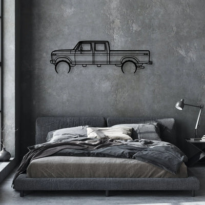 F350 1976 Classic Silhouette Metal Wall Art - Automotive Garage Decor