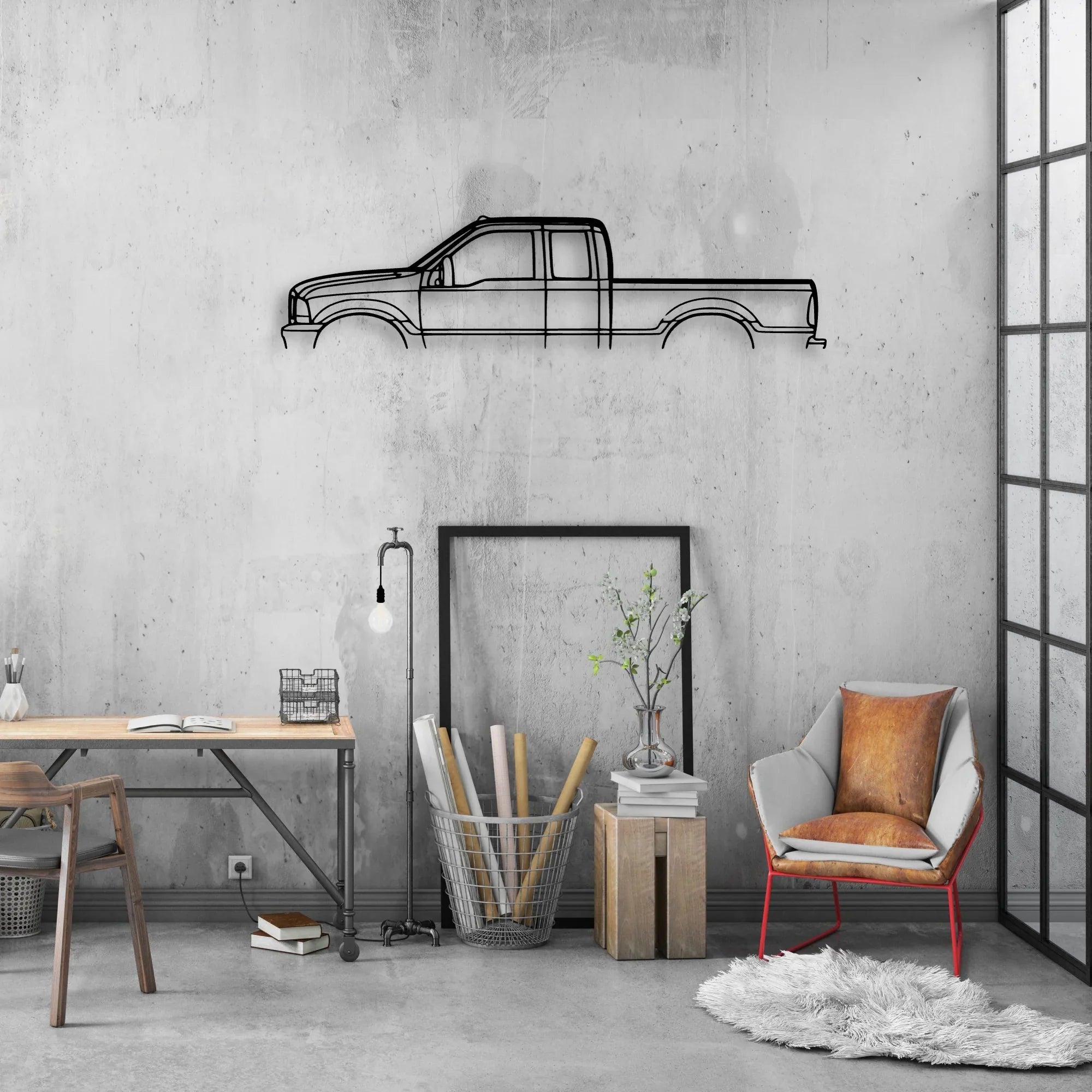 F350 2003 Classic Silhouette Metal Wall Art - Automotive Garage Decor