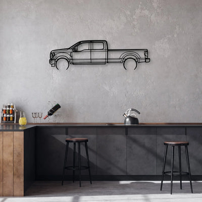 F350 2022 Platinum Classic Silhouette Metal Wall Art - Automotive Garage Decor