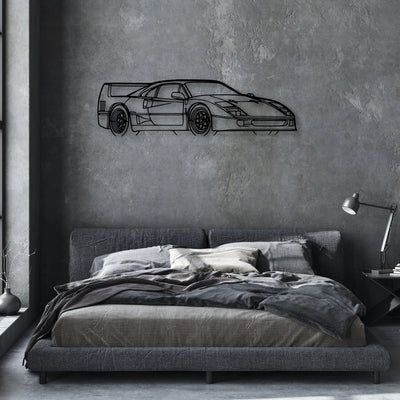 F40 Angle Classic Silhouette Metal Wall Art - Automotive Garage Decor
