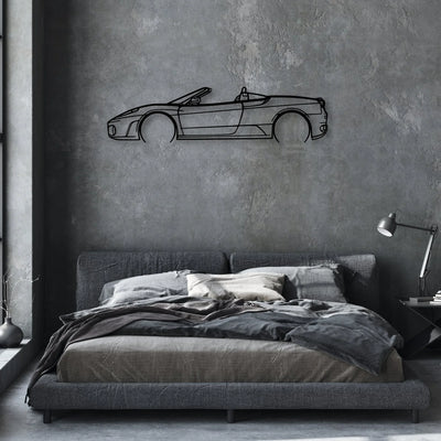 F430 Spider Classic Silhouette Metal Wall Art - Automotive Garage Decor
