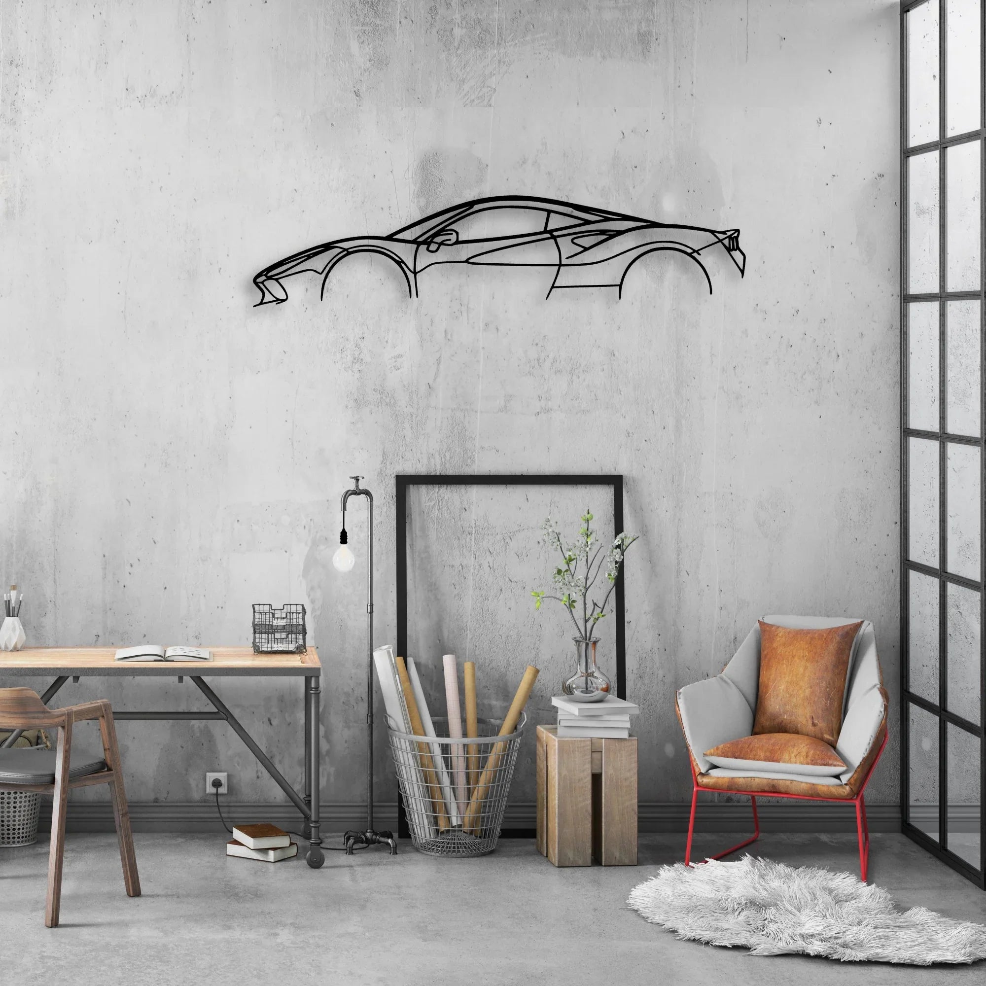 F8 2 Classic Silhouette Metal Wall Art - Automotive Garage Decor