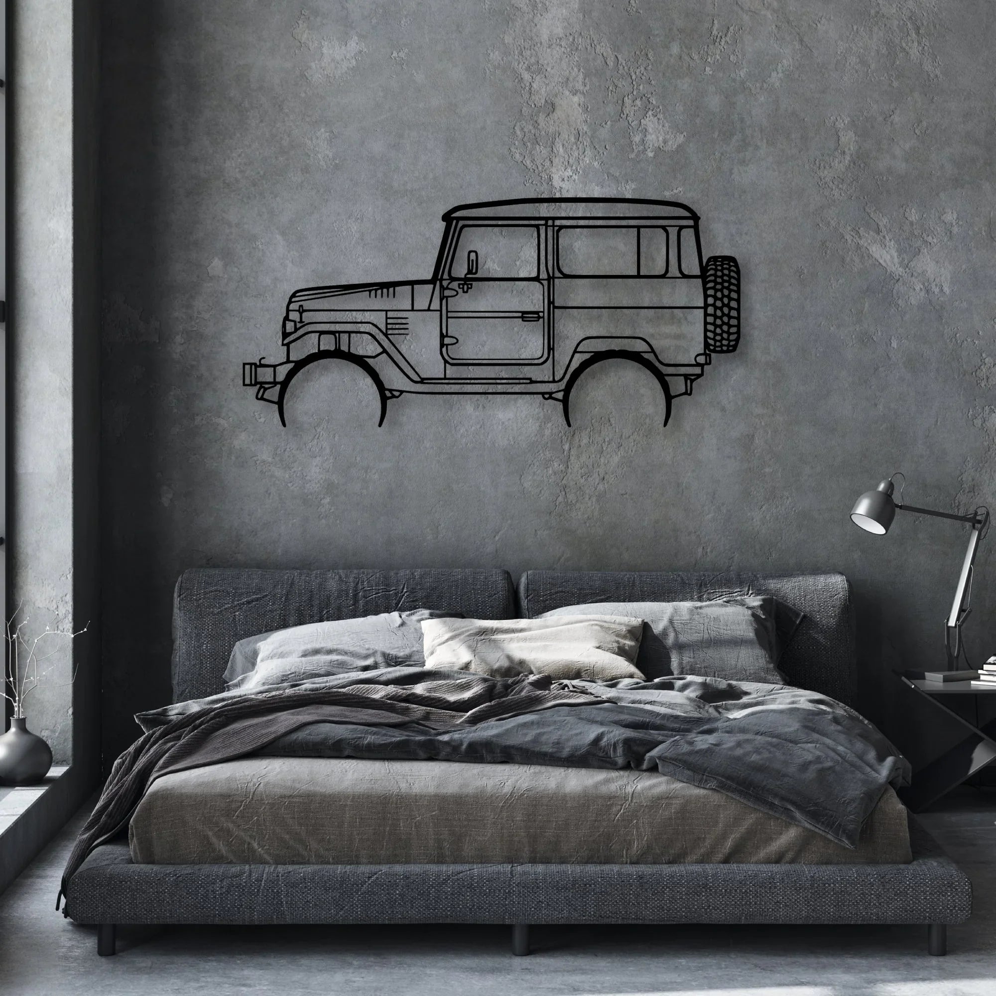 FJ40 1977 Classic Silhouette Metal Wall Art - Automotive Garage Decor