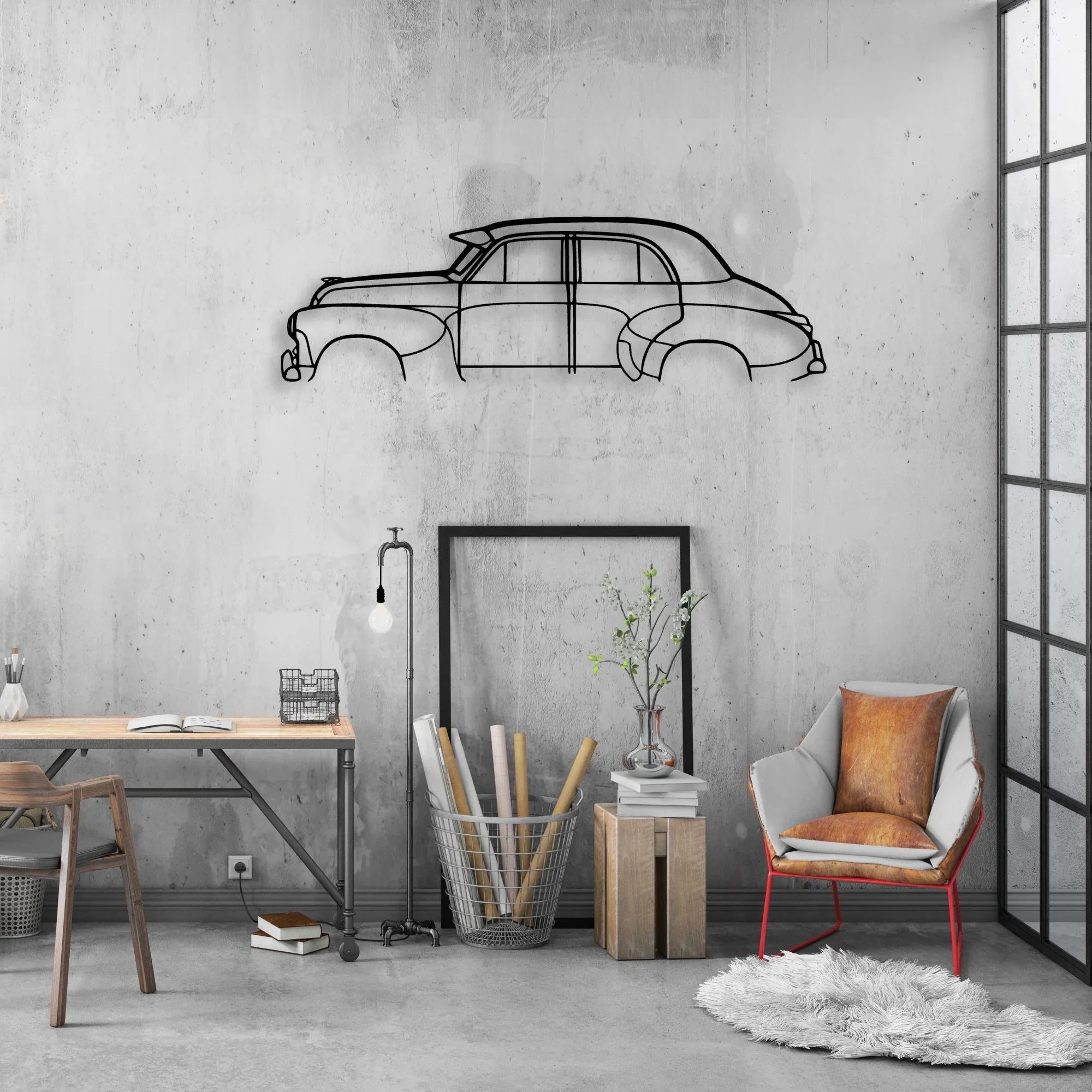 FJ Sedan 1956 Classic Silhouette Metal Wall Art - Automotive Garage Decor