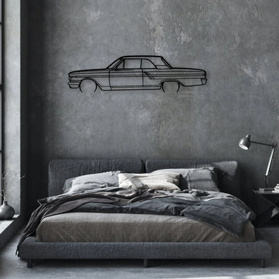 Fairlane Coupe 1964 2 Classic Silhouette Metal Wall Art - Automotive Garage Decor