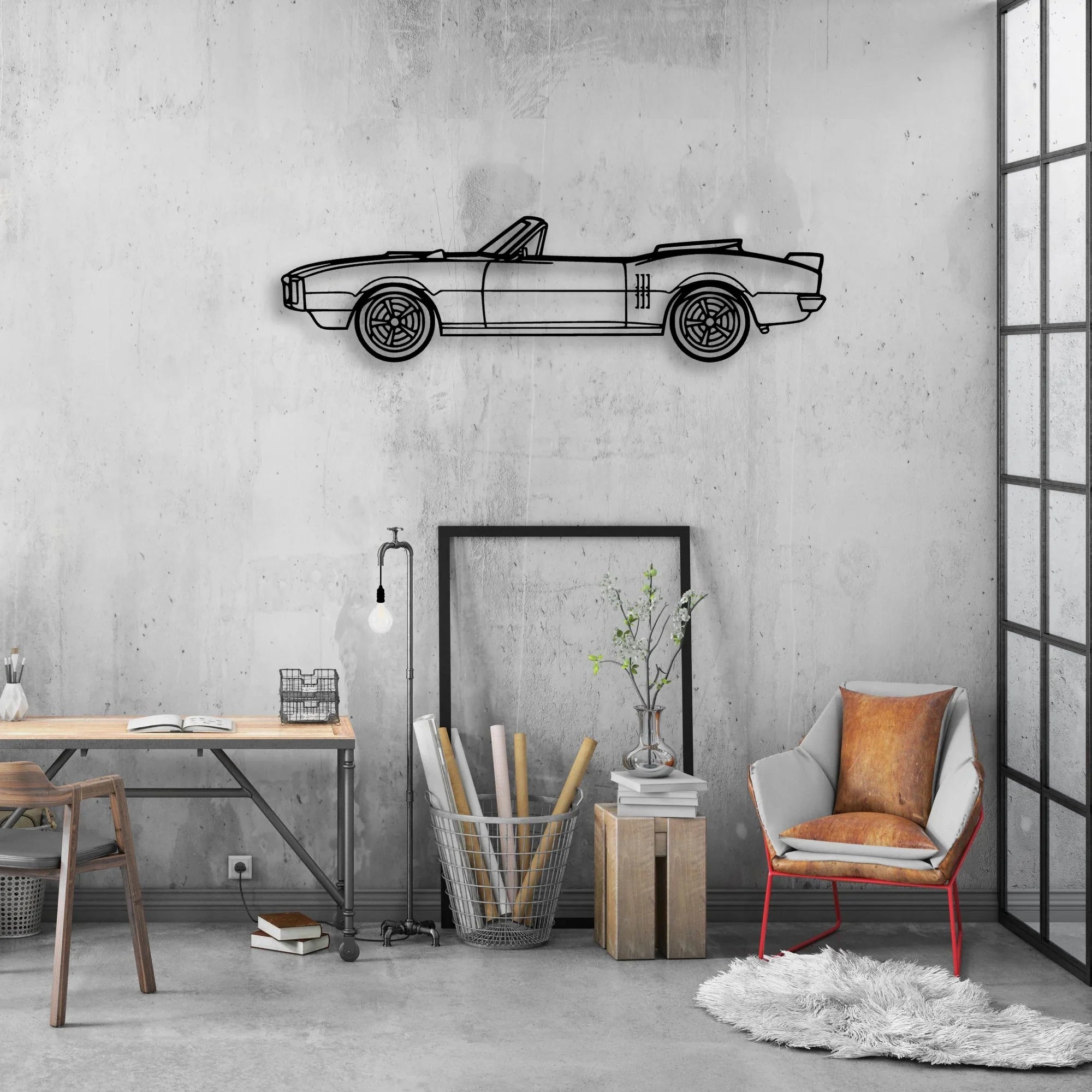 Firebird convertible Classic Silhouette Metal Wall Art - Automotive Garage Decor
