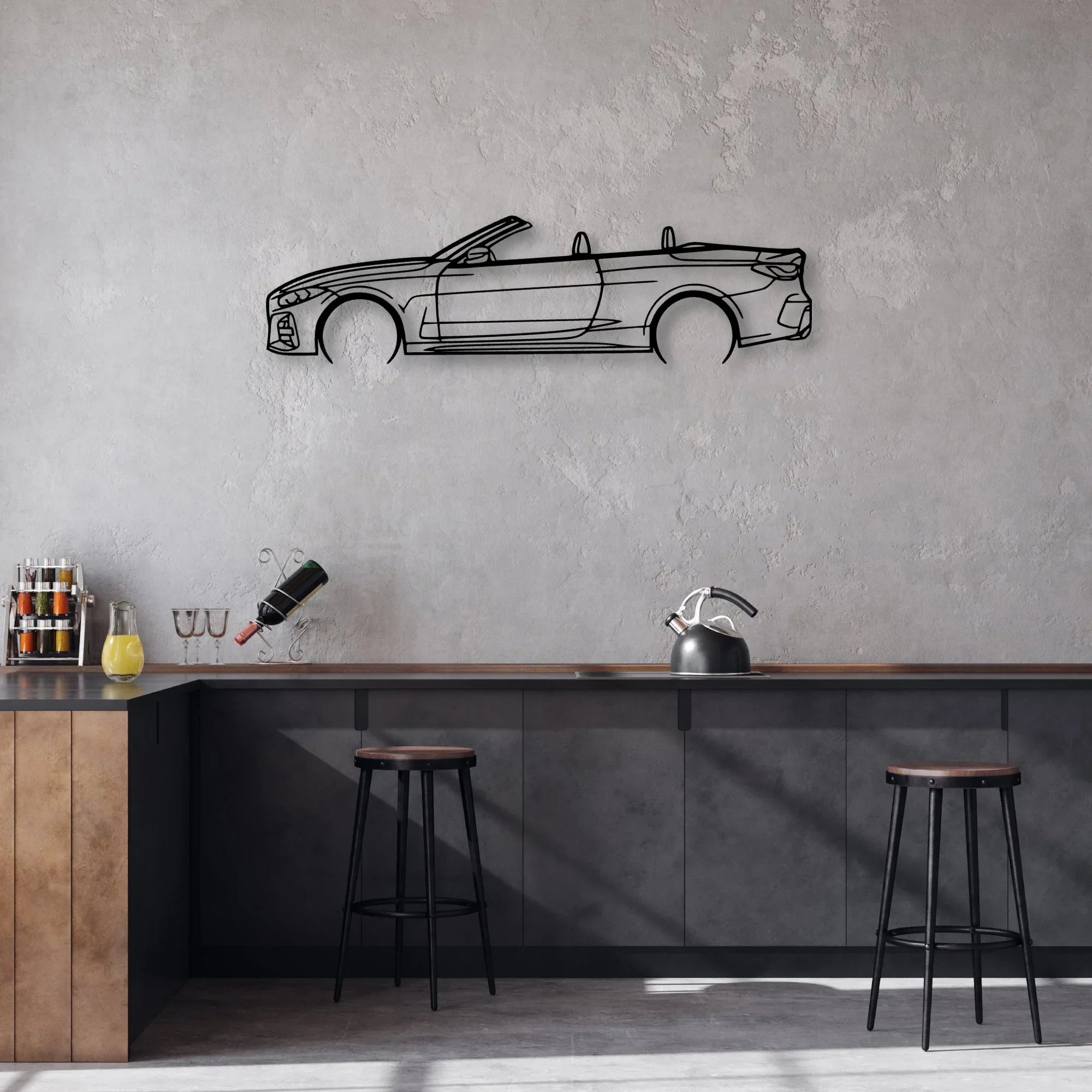G23 4 Series Convertible 2021 Classic Silhouette Metal Wall Art - Automotive Garage Decor