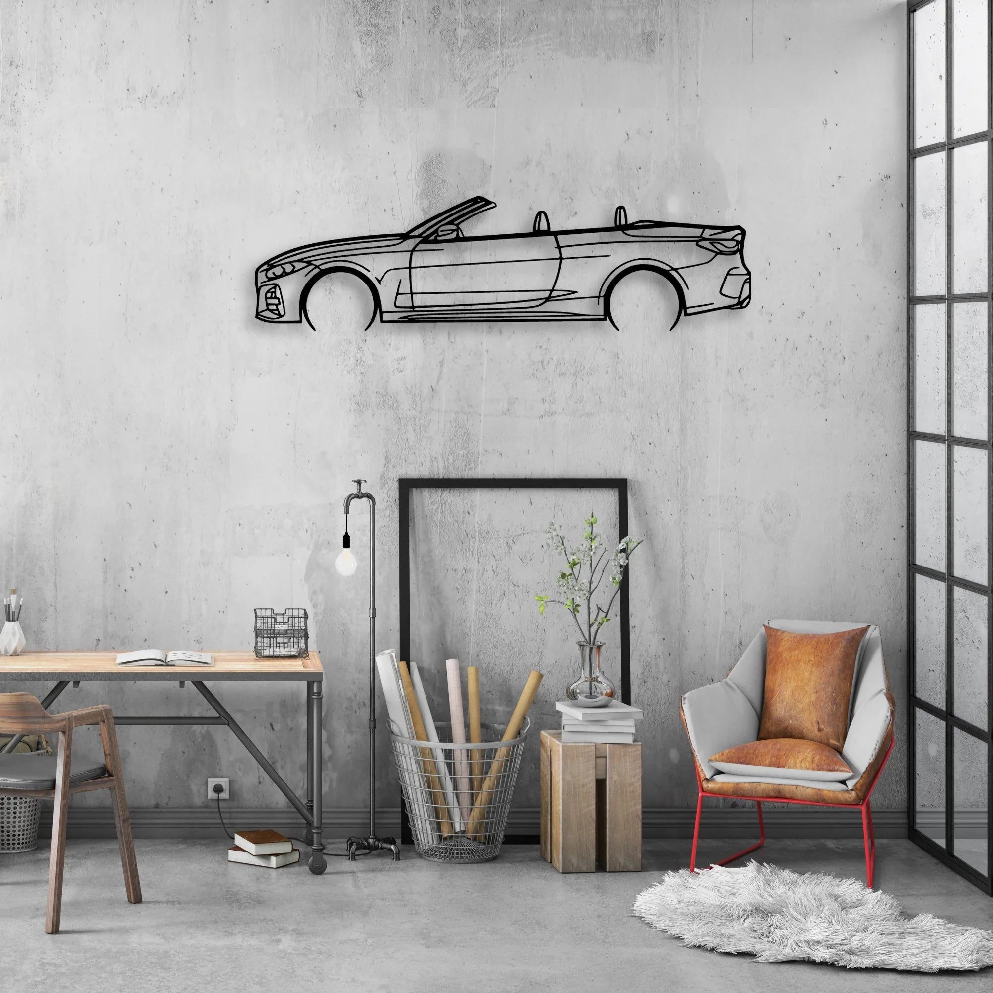G23 4 Series Convertible 2021 Classic Silhouette Metal Wall Art - Automotive Garage Decor