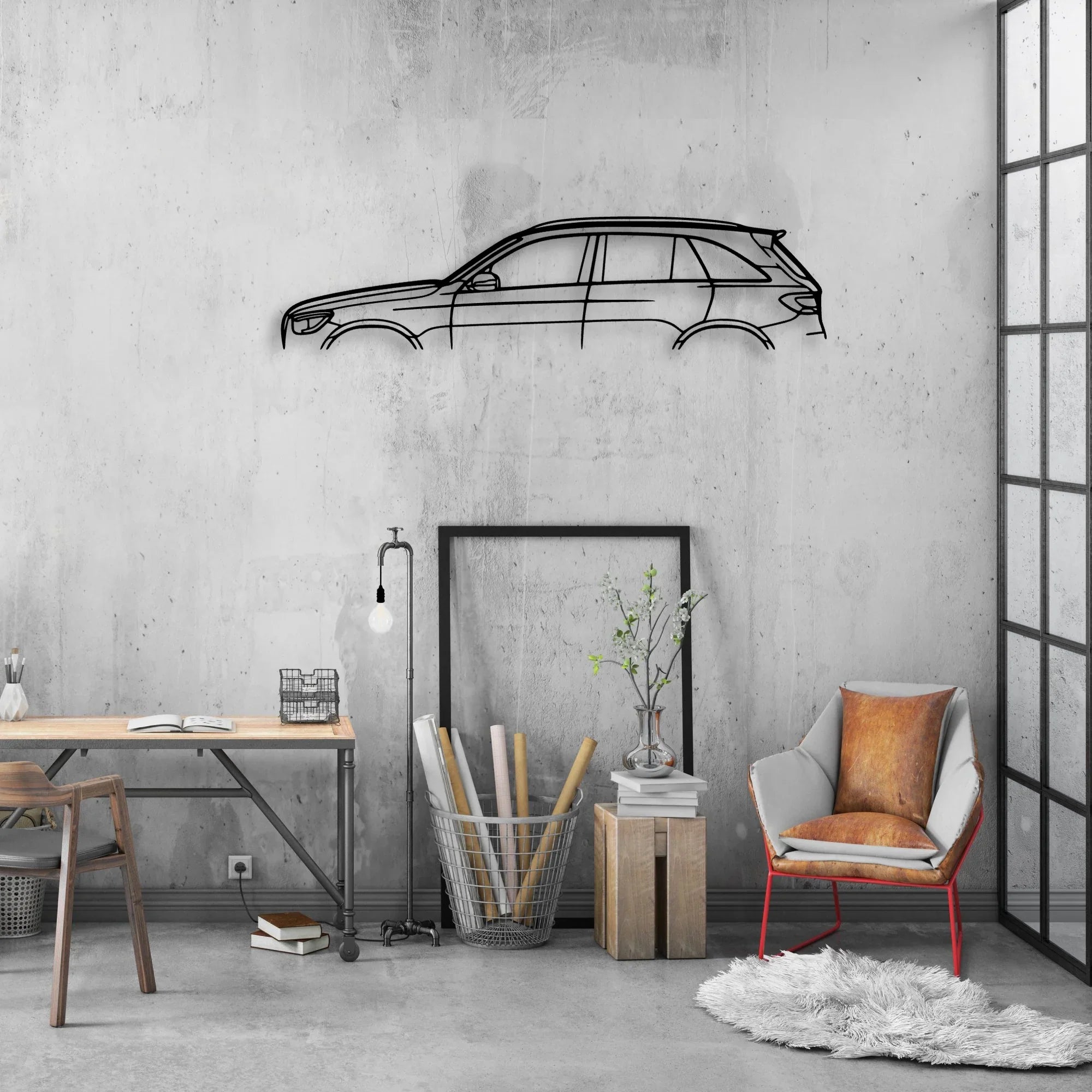 GLC 63 AMG Classic Silhouette Metal Wall Art - Automotive Garage Decor