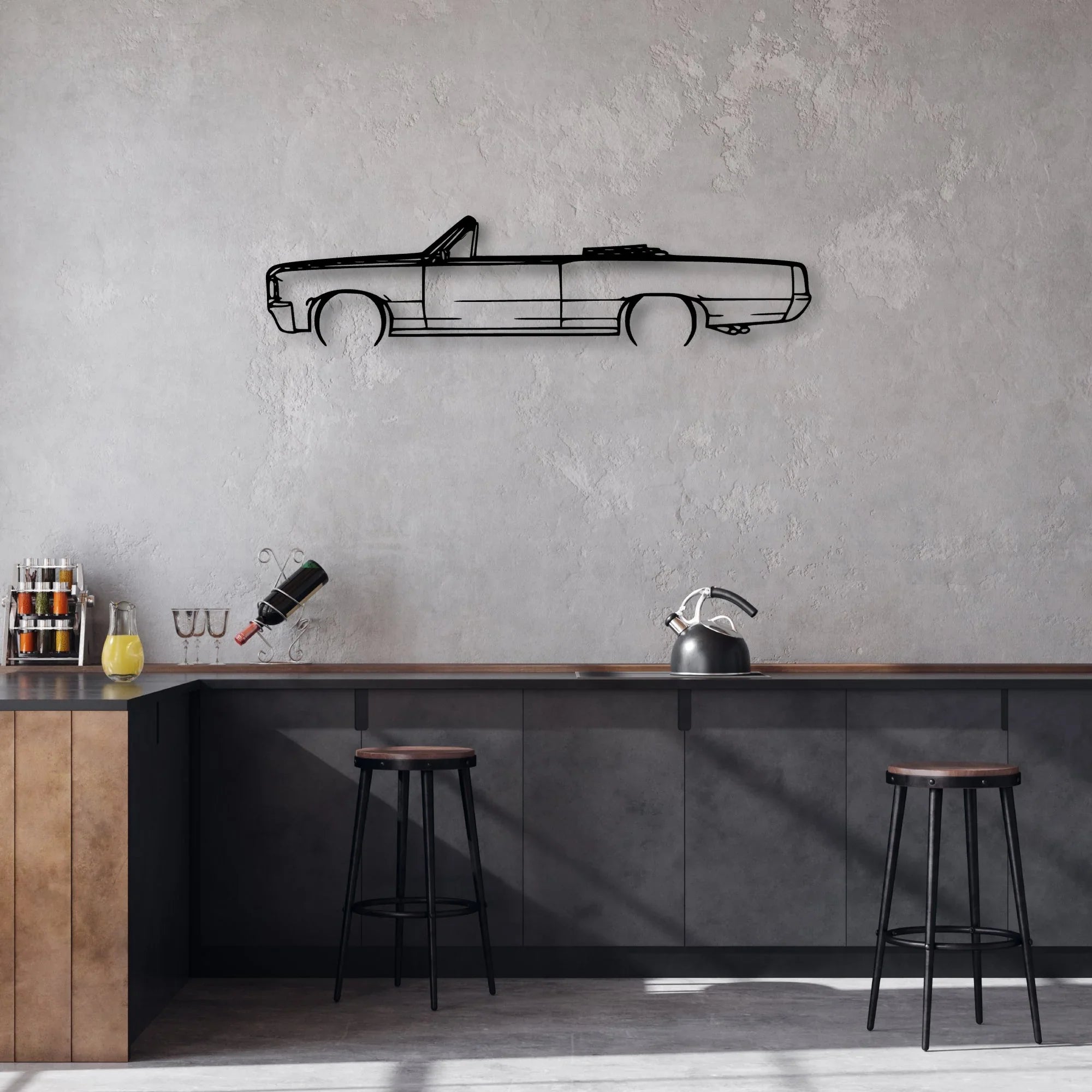 GTO Cabrio 1964 Classic Silhouette Metal Wall Art - Automotive Garage Decor