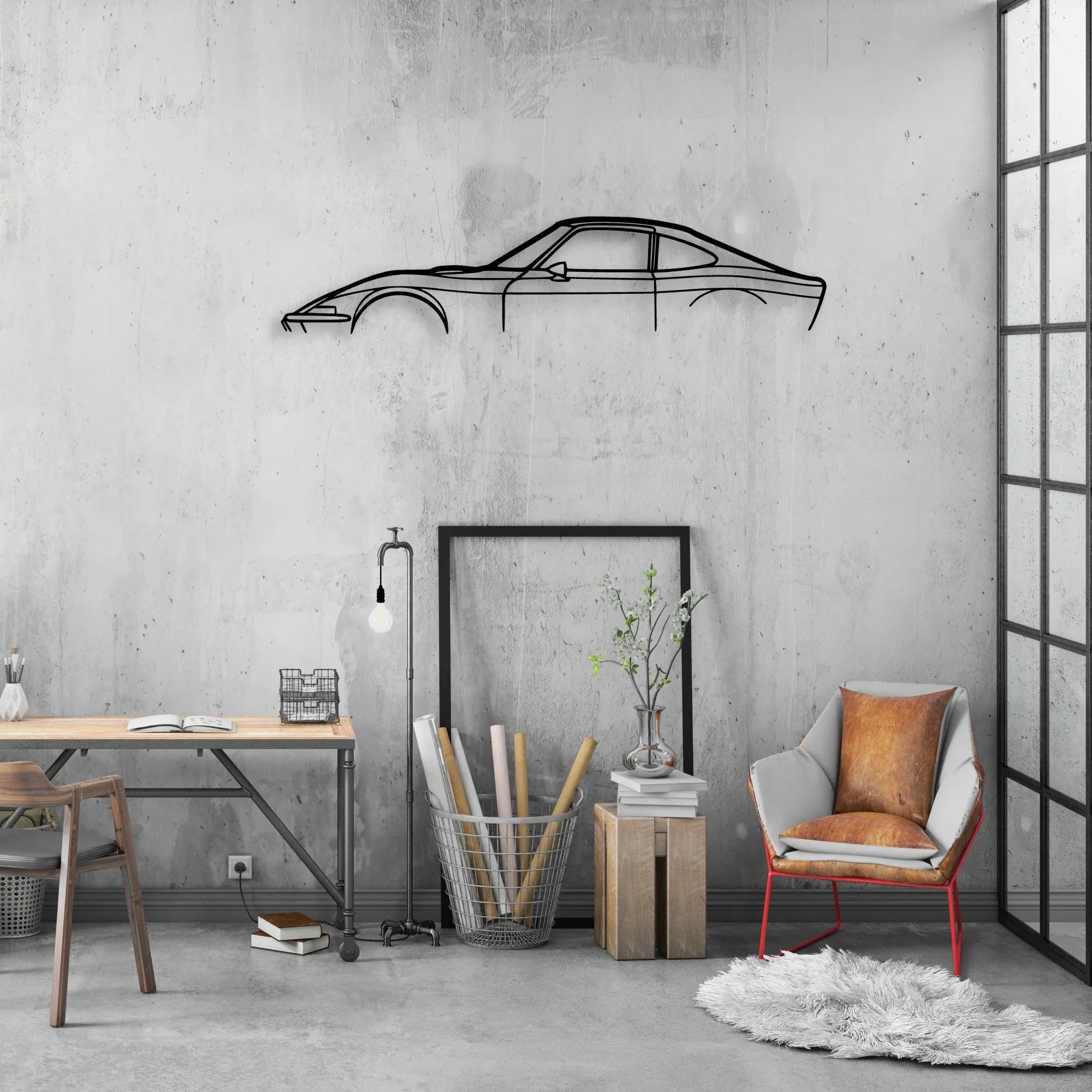 GT 1970 2 Classic Silhouette Metal Wall Art - Automotive Garage Decor