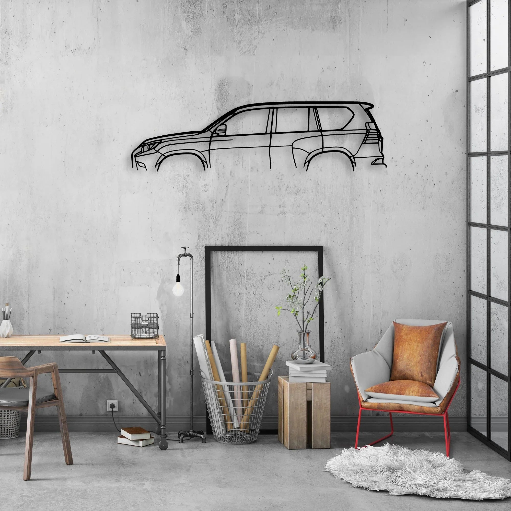 GX460 2018 Classic Silhouette Metal Wall Art - Automotive Garage Decor