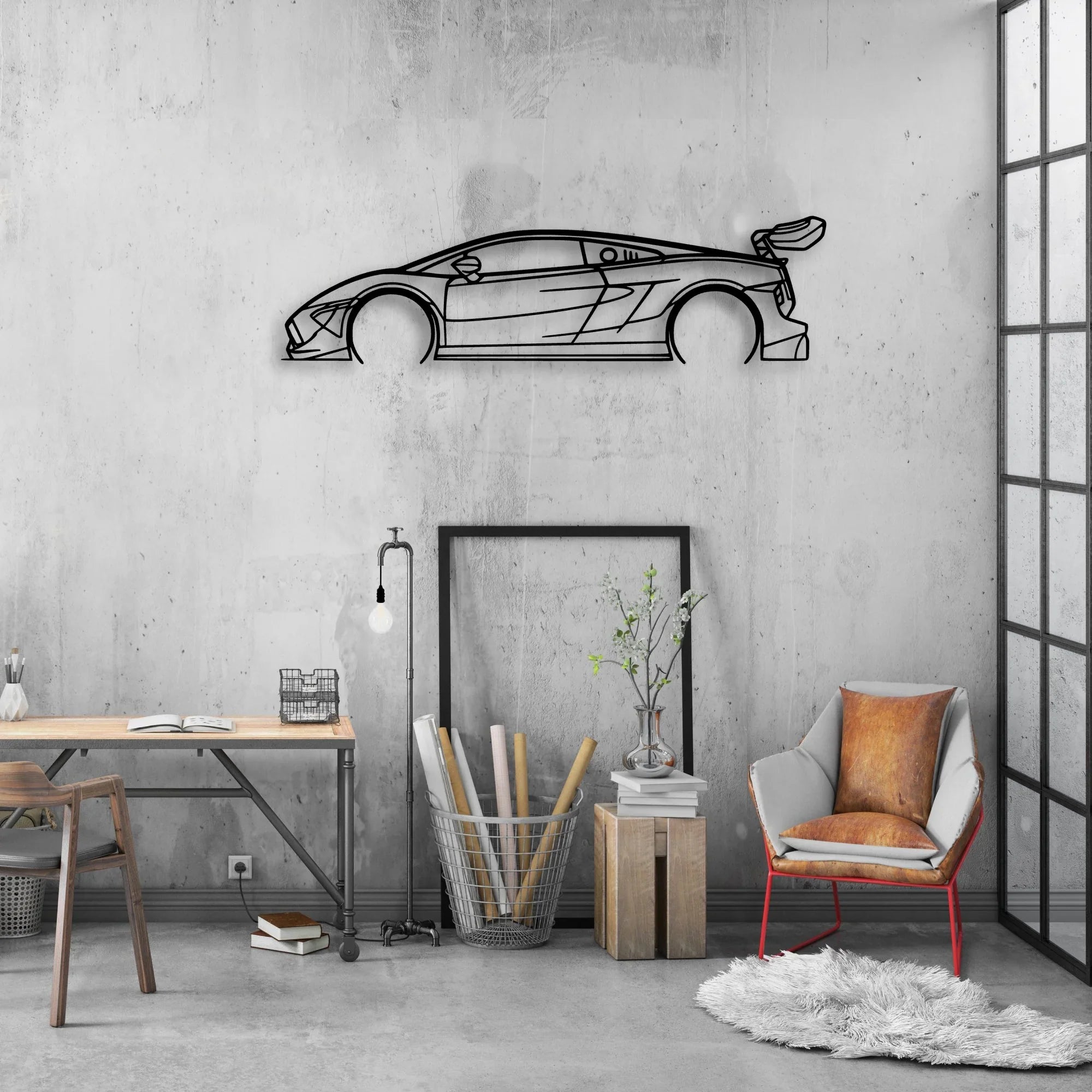 Gallardo Super Trofeo 2 Classic Silhouette Metal Wall Art - Automotive Garage Decor