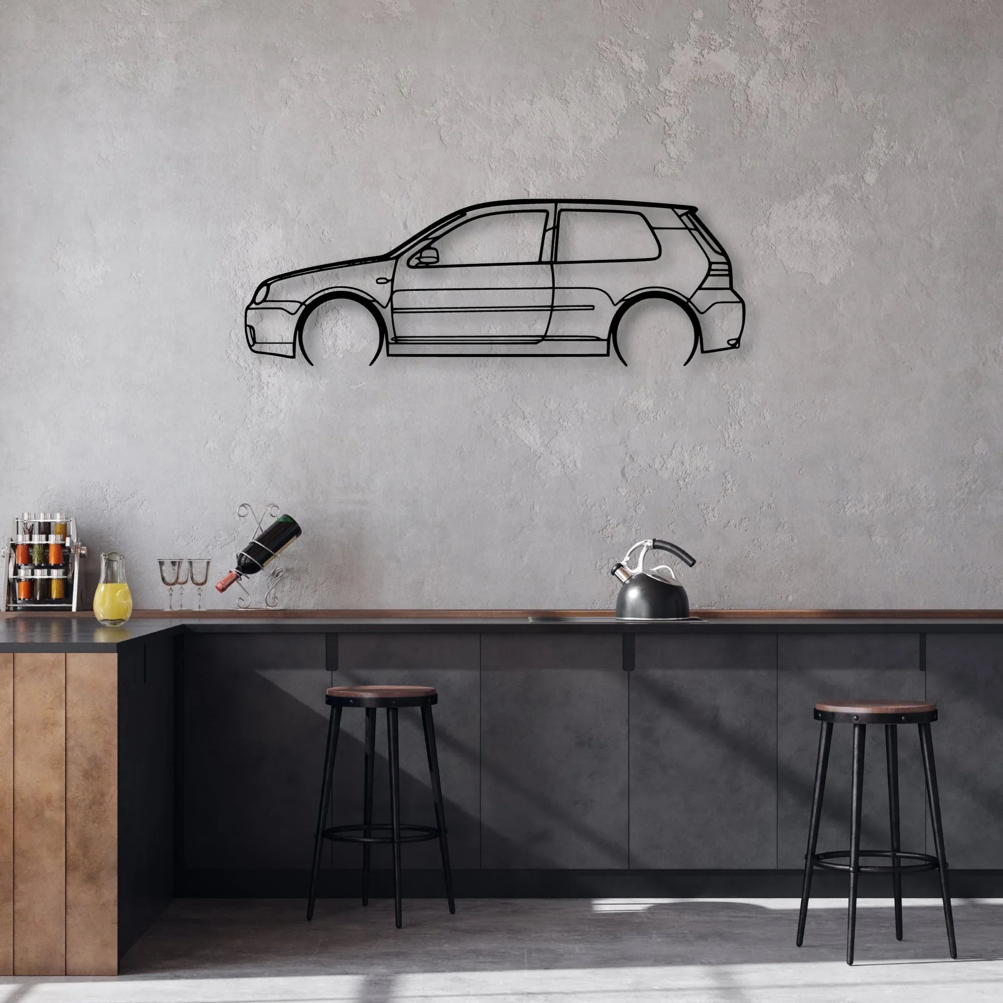 Golf 4 R32 2 Classic Silhouette Metal Wall Art - Automotive Garage Decor