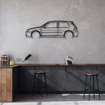 Golf 4 R32 2 Classic Silhouette Metal Wall Art - Automotive Garage Decor
