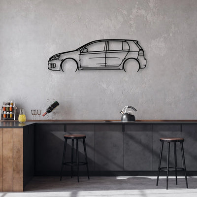 Golf 6 GTI Wolfsburg Classic Silhouette Metal Wall Art - Automotive Garage Decor