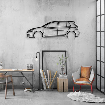 Golf 6 GTI Wolfsburg Classic Silhouette Metal Wall Art - Automotive Garage Decor