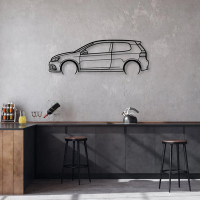 Golf 6 R Classic Silhouette Metal Wall Art - Automotive Garage Decor