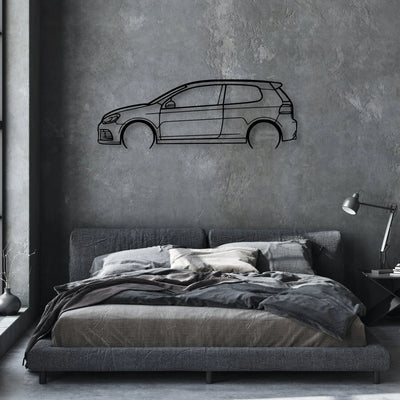 Golf 6 R Classic Silhouette Metal Wall Art - Automotive Garage Decor