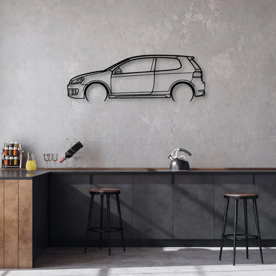 Golf MK6 GTI 2011 Classic Silhouette Metal Wall Art - Automotive Garage Decor