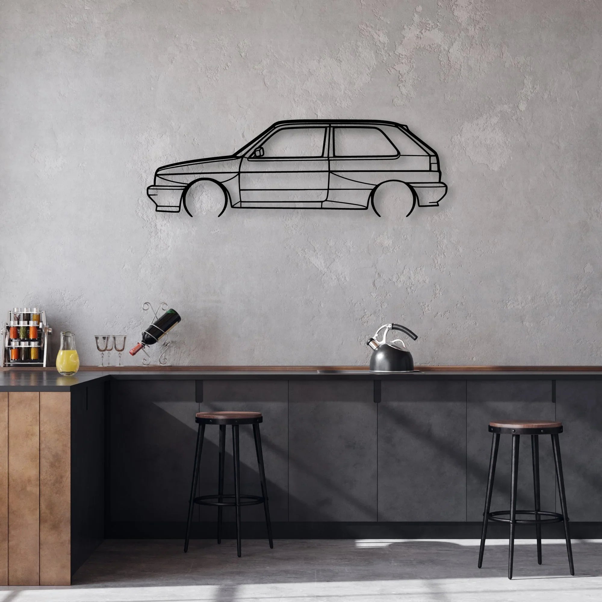 Golf Rallye Classic Silhouette Metal Wall Art - Automotive Garage Decor