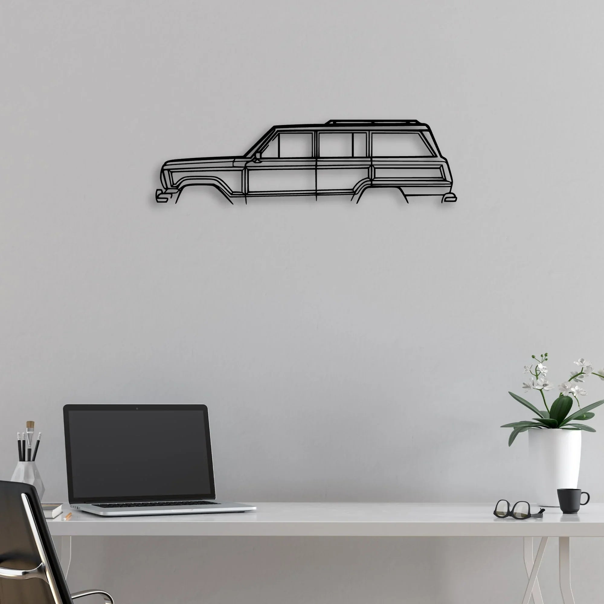 Grand Wagoneer Classic Silhouette Metal Wall Art - Automotive Garage Decor