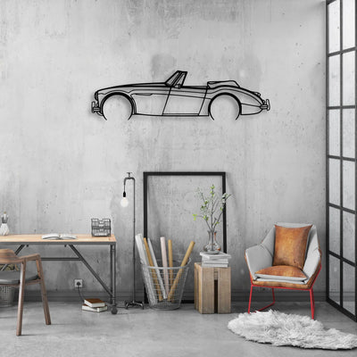 Healey 3000 1966 Classic Silhouette Metal Wall Art - Automotive Garage Decor