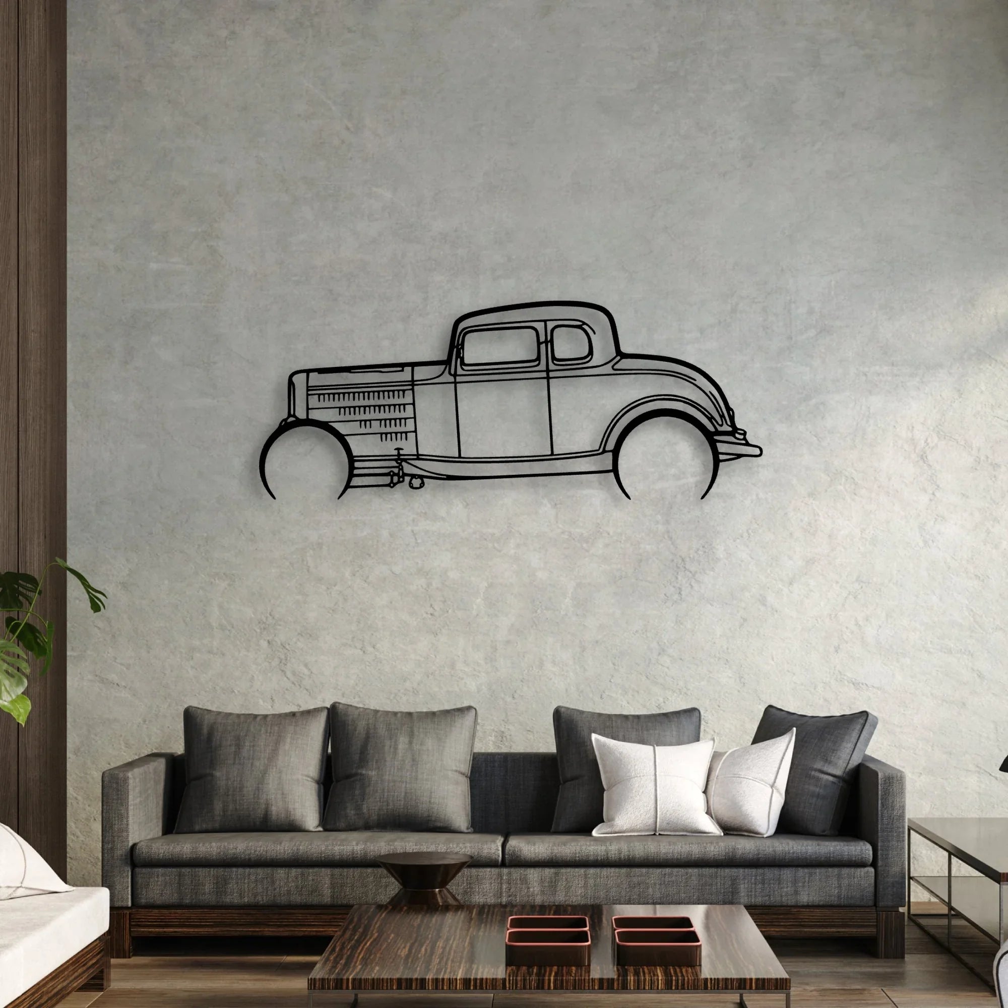 Highboy Coupe 1932 Classic Silhouette Metal Wall Art - Automotive Garage Decor
