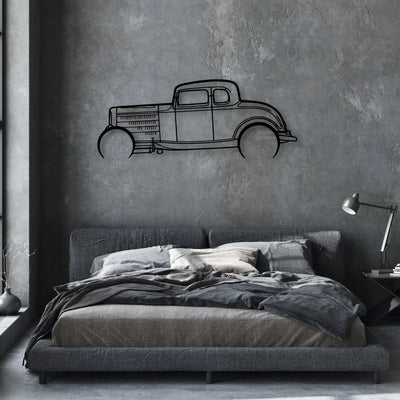 Highboy Coupe 1932 Classic Silhouette Metal Wall Art - Automotive Garage Decor