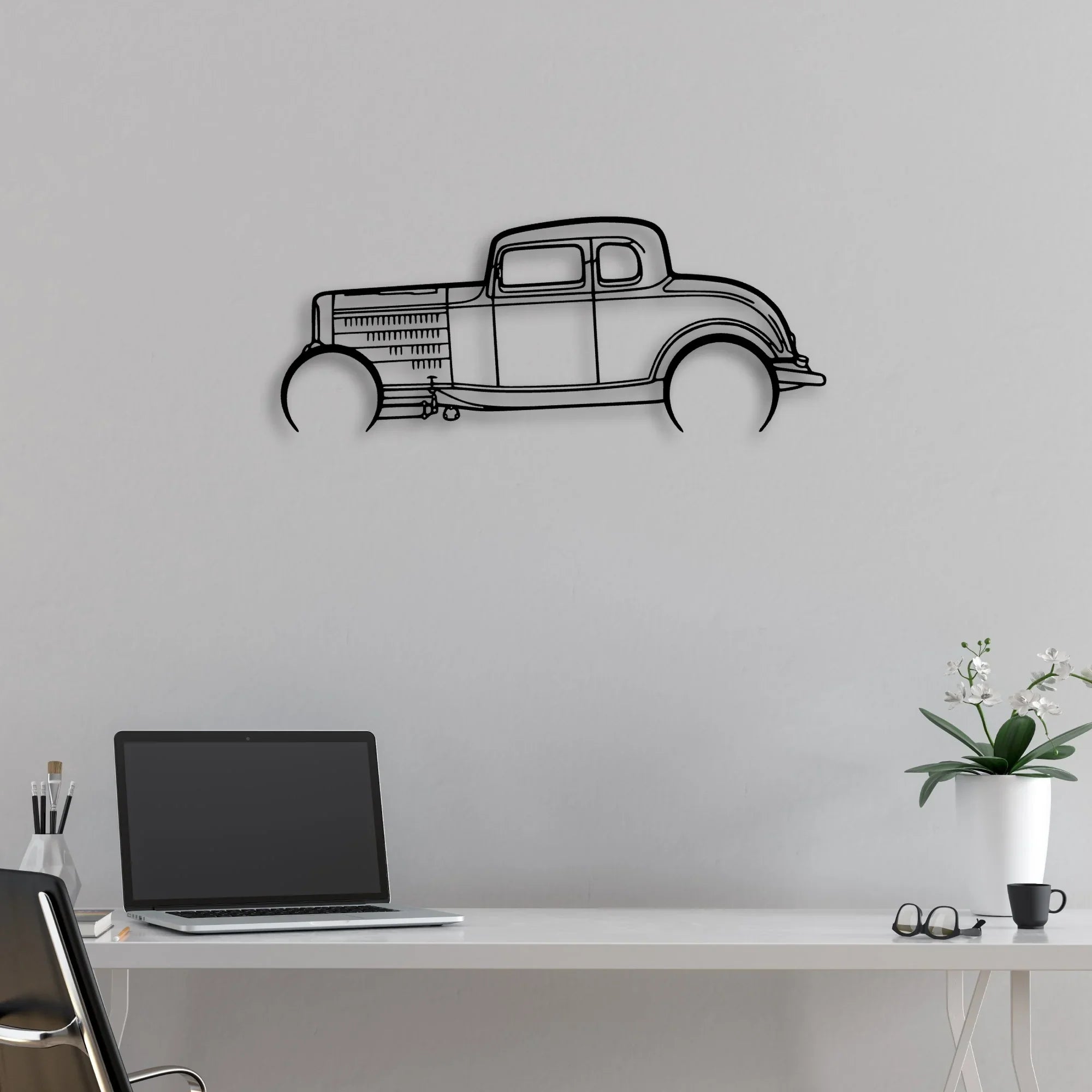 Highboy Coupe 1932 Classic Silhouette Metal Wall Art - Automotive Garage Decor