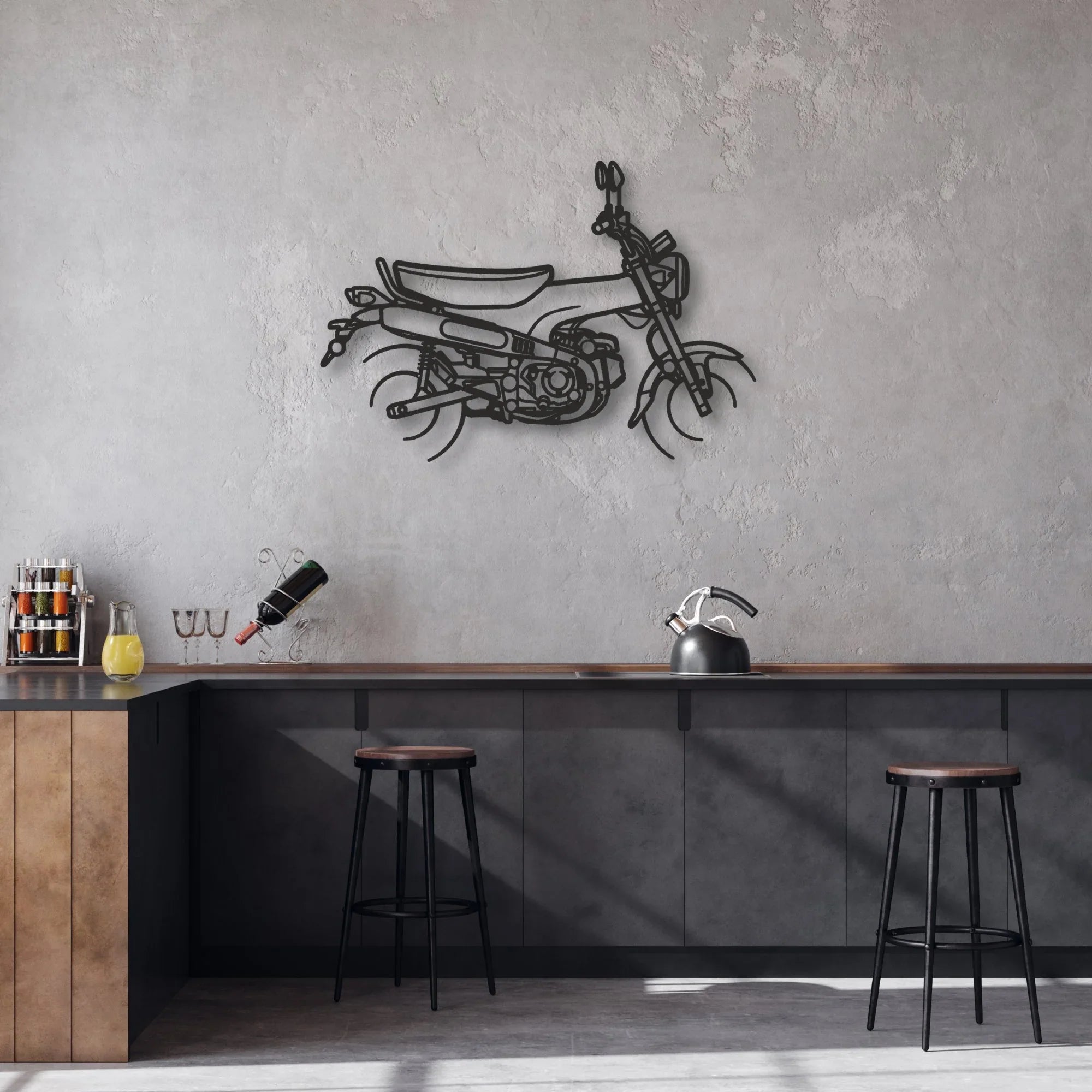Honda Dax 125 Classic Motorcycle Silhouette Metal Wall Art - Moto Garage Decor