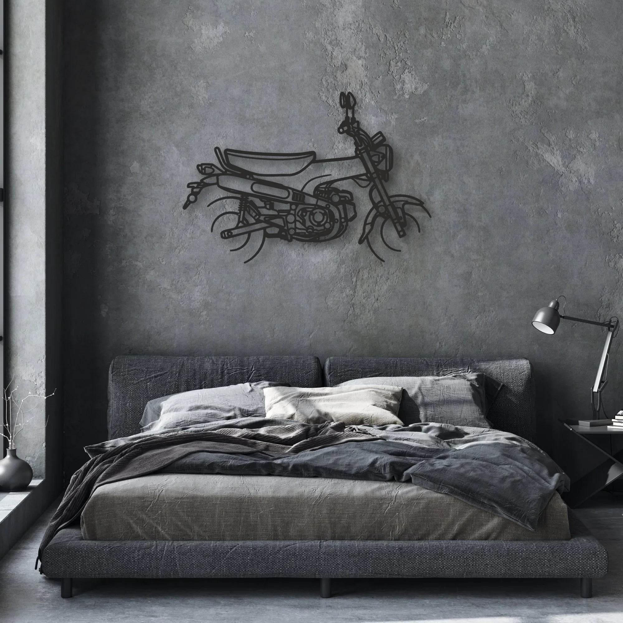 Honda Dax 125 Classic Motorcycle Silhouette Metal Wall Art - Moto Garage Decor