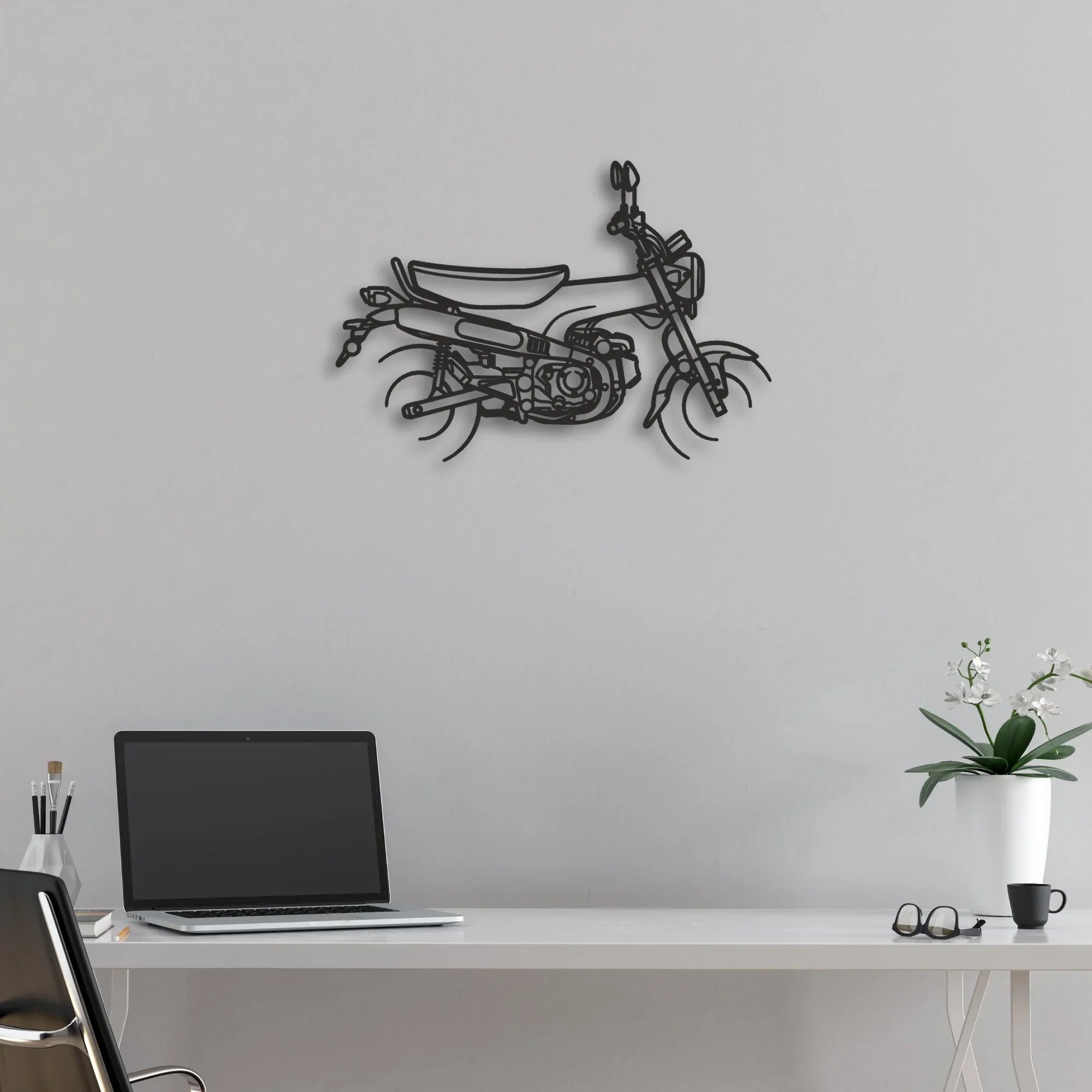 Honda Dax 125 Classic Motorcycle Silhouette Metal Wall Art - Moto Garage Decor