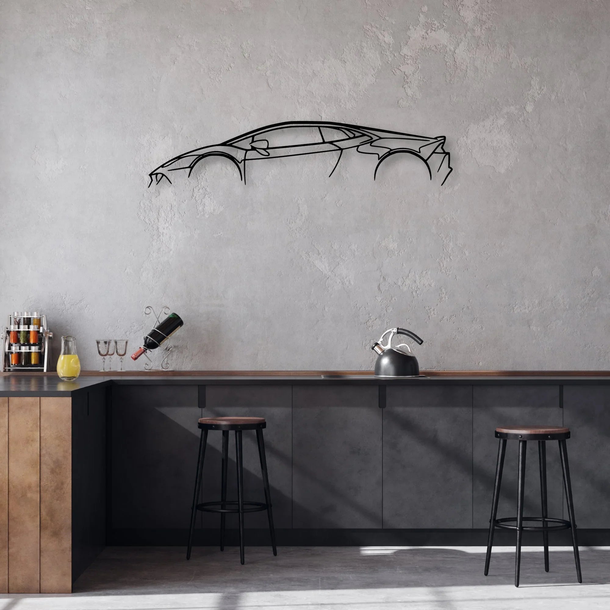 Huracan Classic Silhouette Metal Wall Art - Automotive Garage Decor
