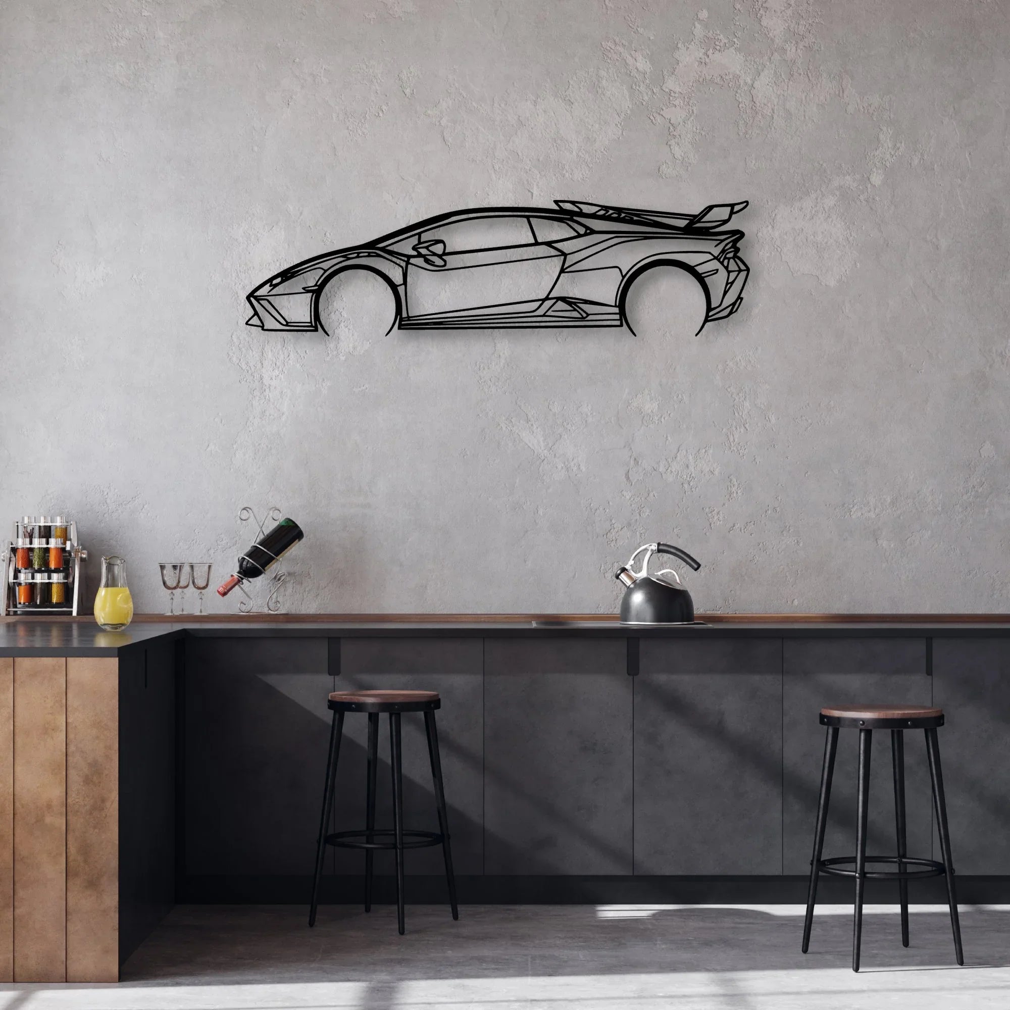 Huracan STO 3 Classic Silhouette Metal Wall Art - Automotive Garage Decor
