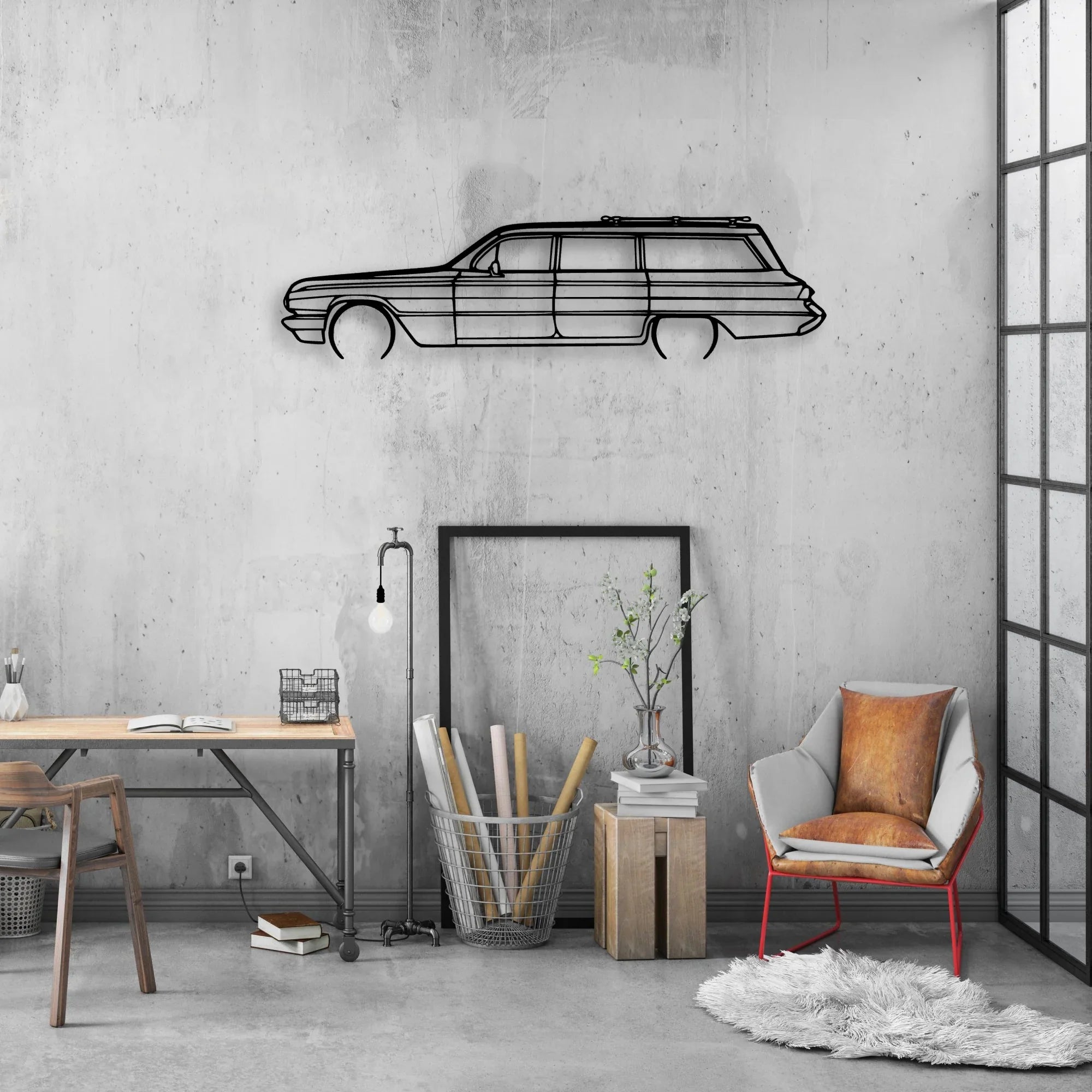 Invicta Station Wagon 1962 Classic Silhouette Metal Wall Art - Automotive Garage Decor