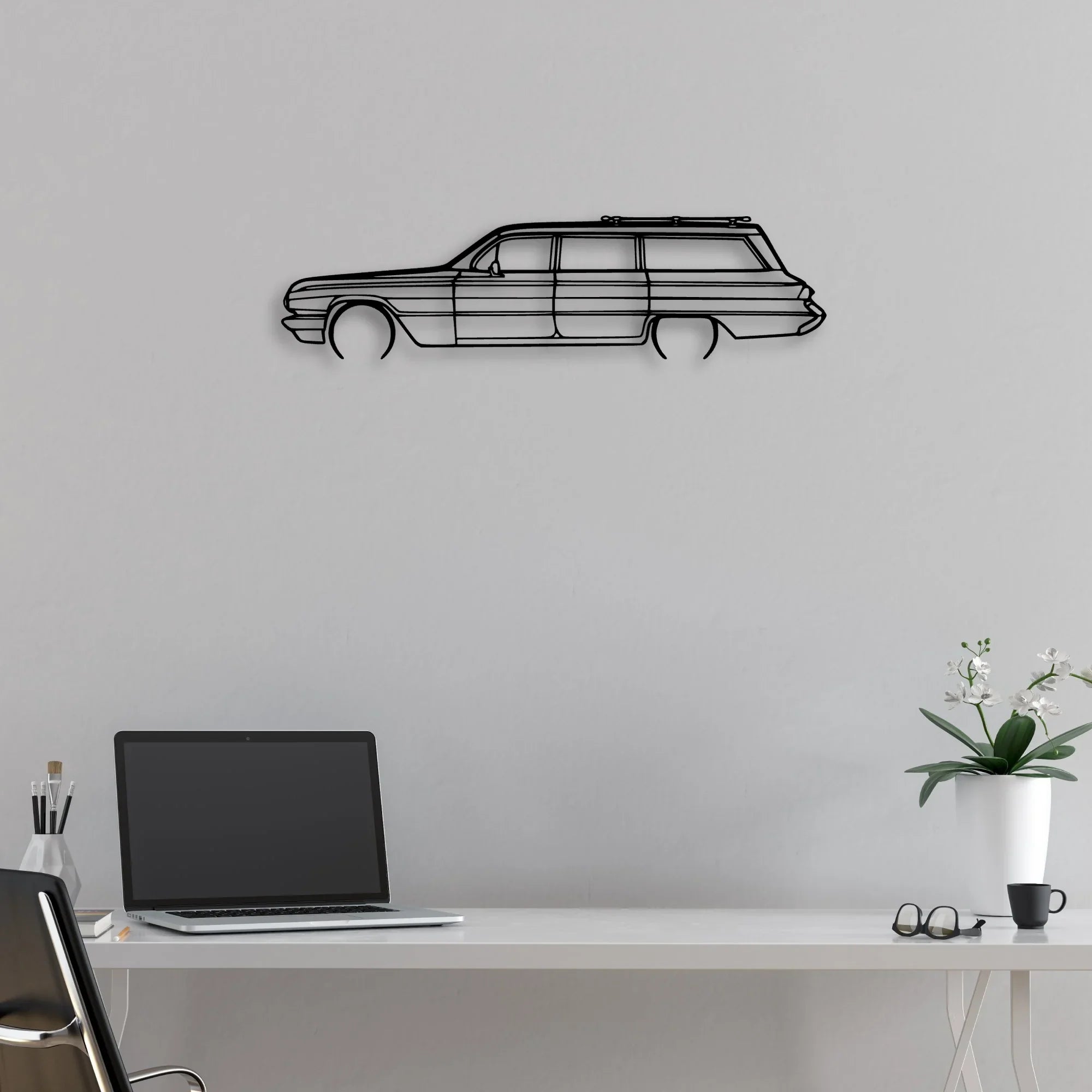Invicta Station Wagon 1962 Classic Silhouette Metal Wall Art - Automotive Garage Decor