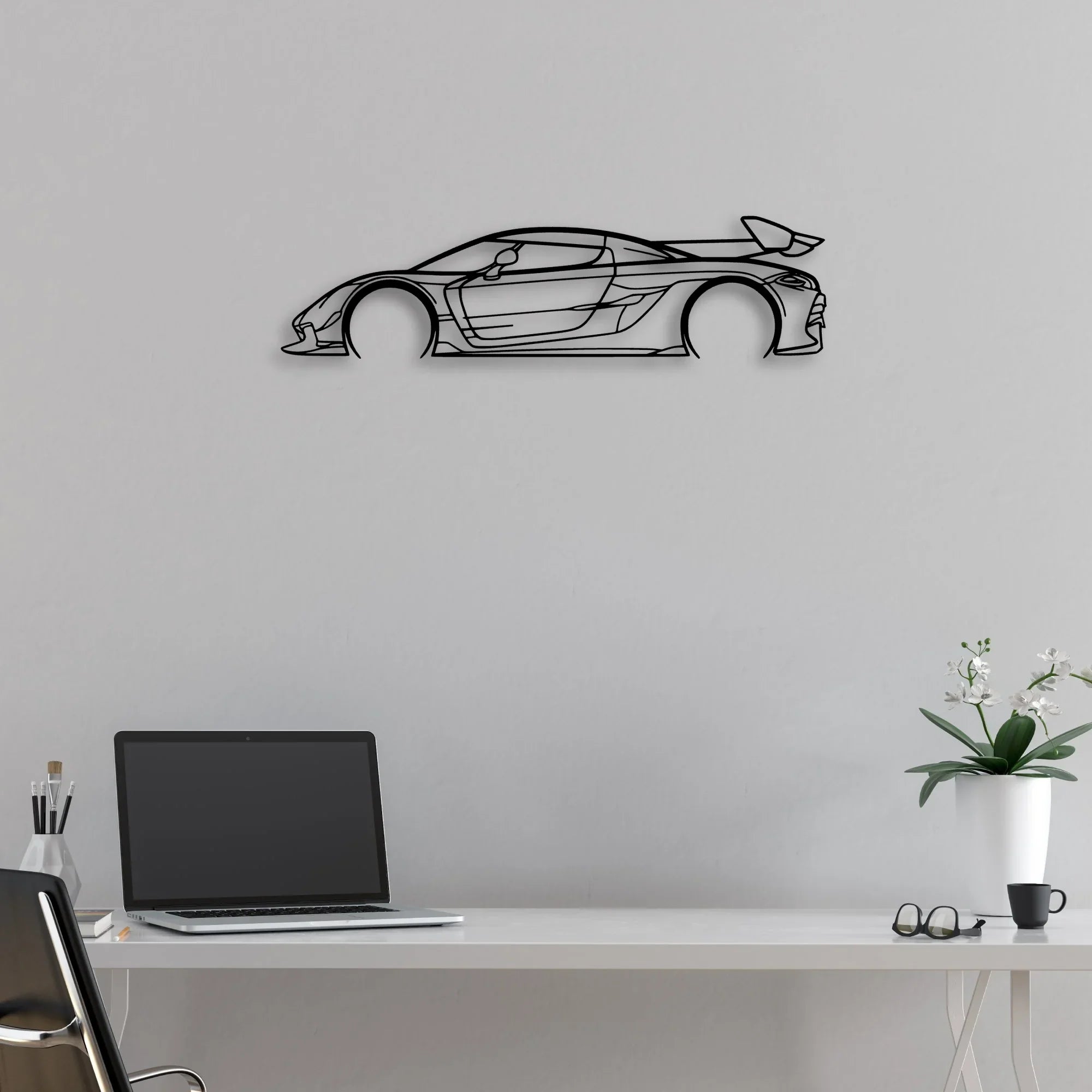 Jesko 2021 Classic Silhouette Metal Wall Art - Automotive Garage Decor
