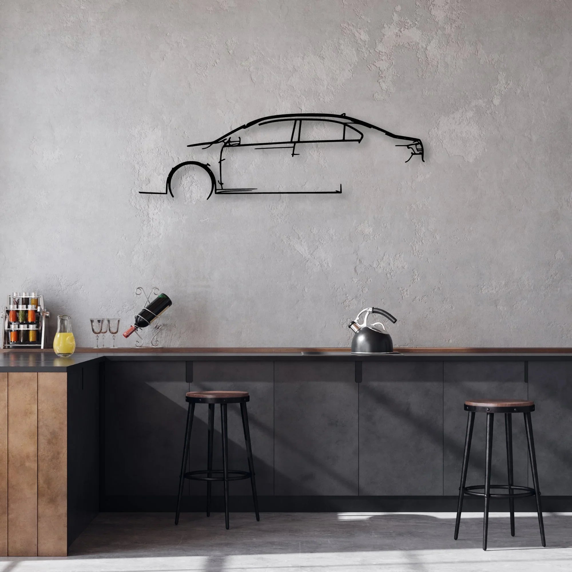 Jetta 2017 Classic Silhouette Metal Wall Art - Automotive Garage Decor