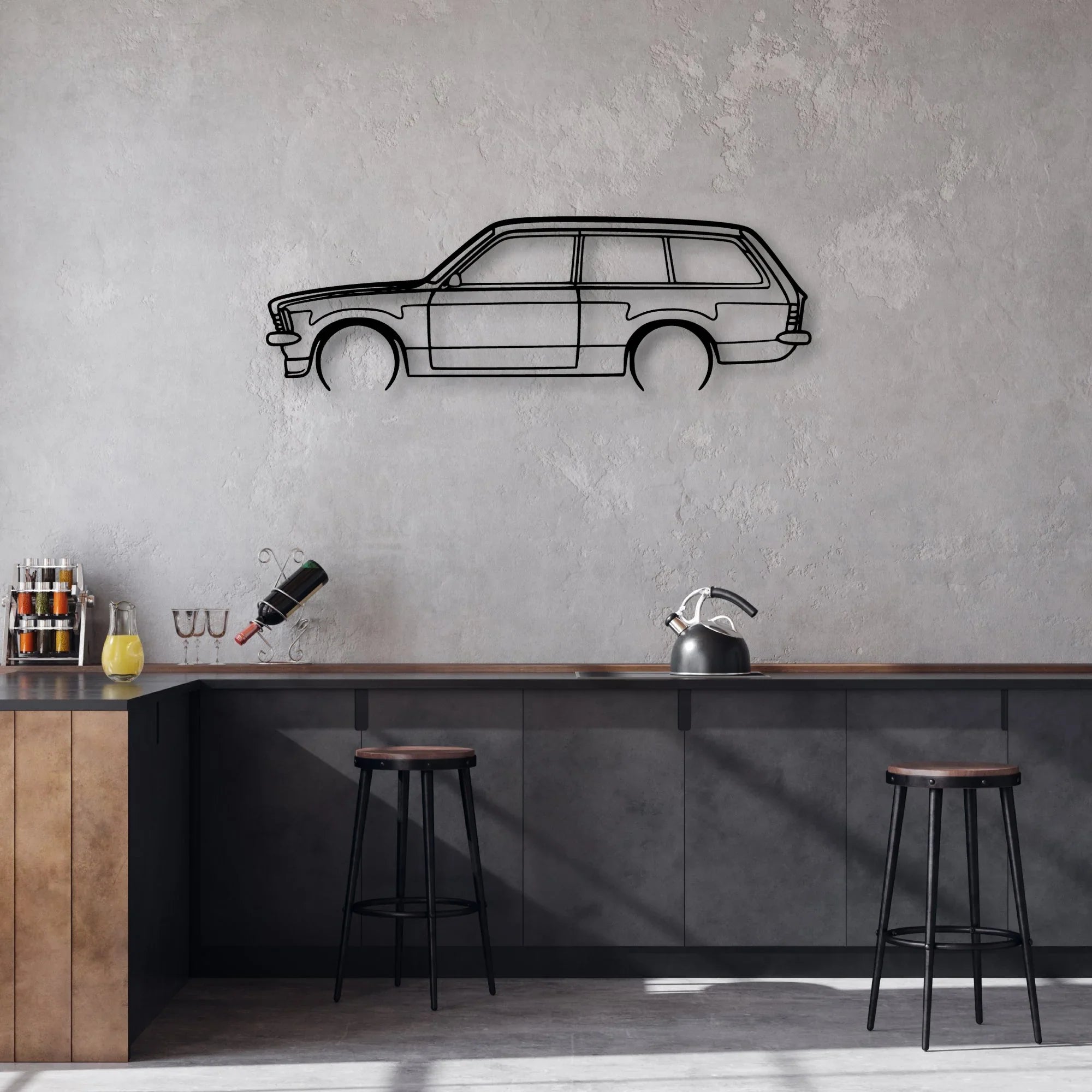 Kadett C 1978 Classic Silhouette Metal Wall Art - Automotive Garage Decor