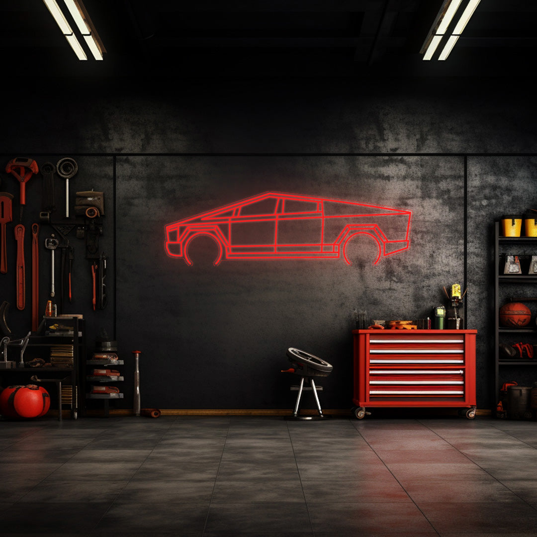 Cybertruck Neon Silhouette