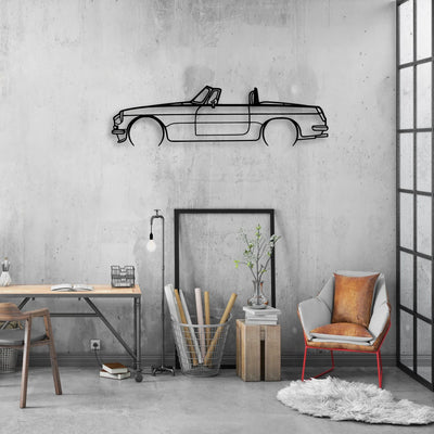 MGB Roadster 1969 Classic Silhouette Metal Wall Art - Automotive Garage Decor