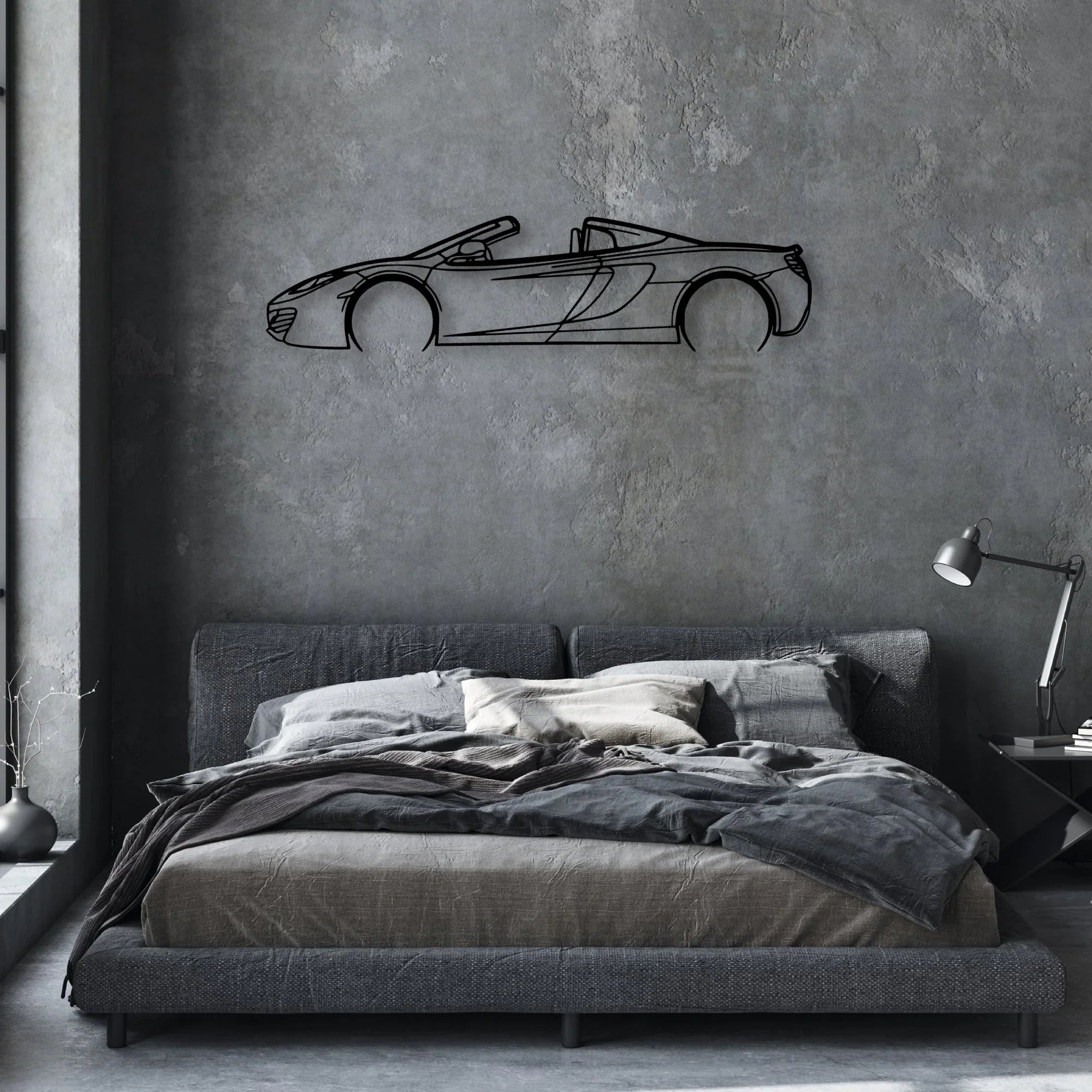 MP4 12C Spider Classic Silhouette Metal Wall Art - Automotive Garage Decor