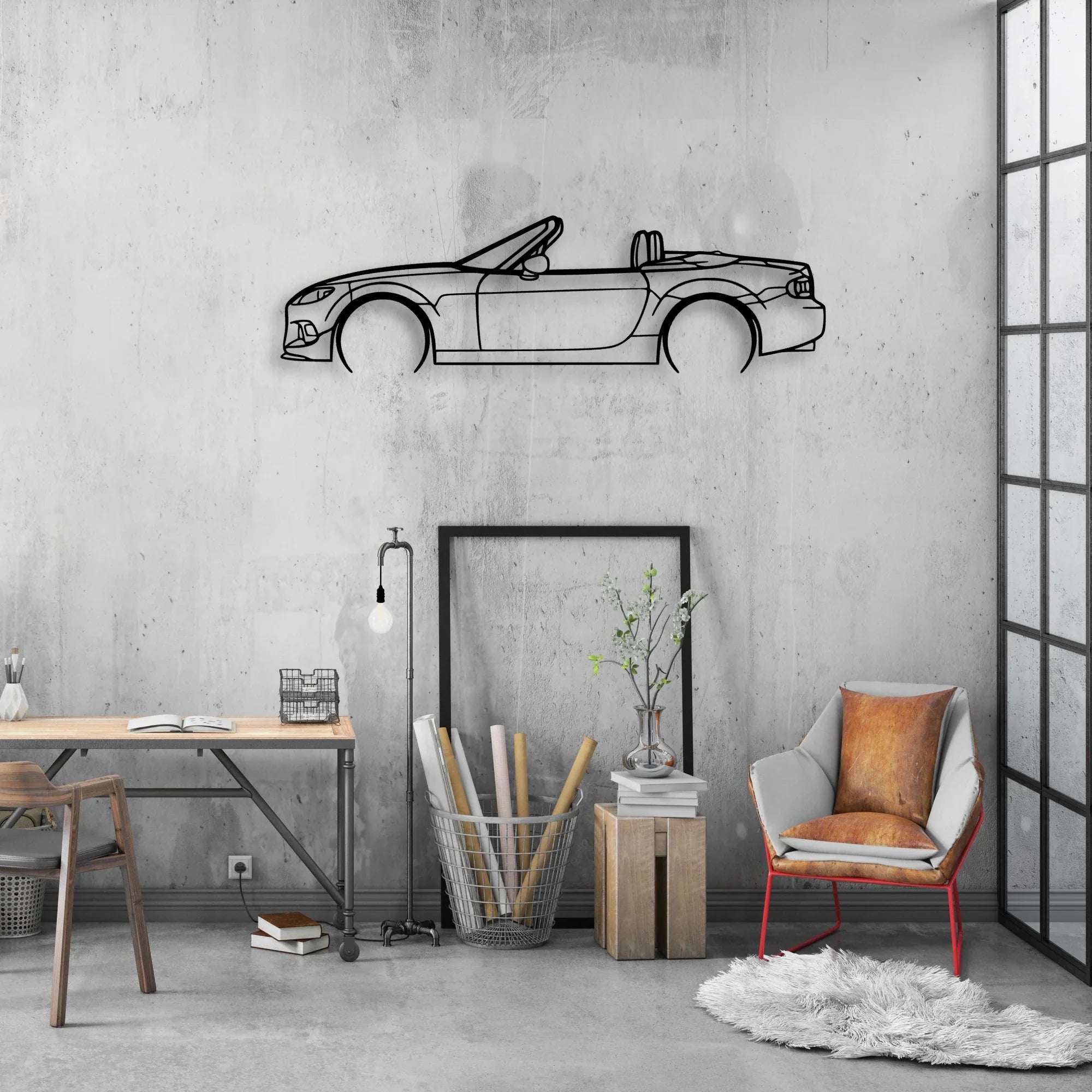 MX-5 NC 2014 Classic Silhouette Metal Wall Art - Automotive Garage Decor