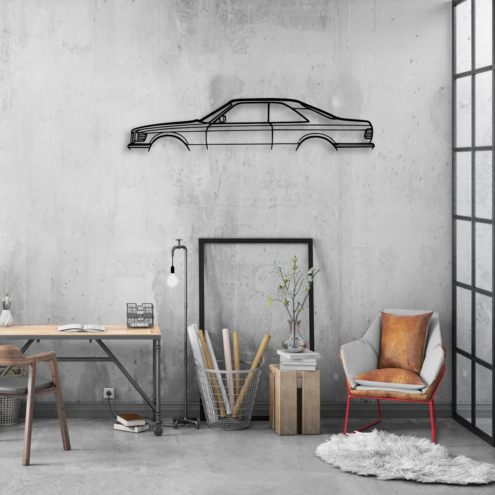 Mercedes 560 SEC 1991 Classic Silhouette Metal Wall Art - Automotive Garage Decor