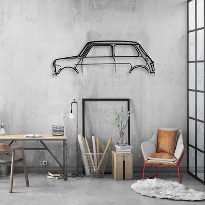 Mini Classic Silhouette Metal Wall Art - Automotive Garage Decor