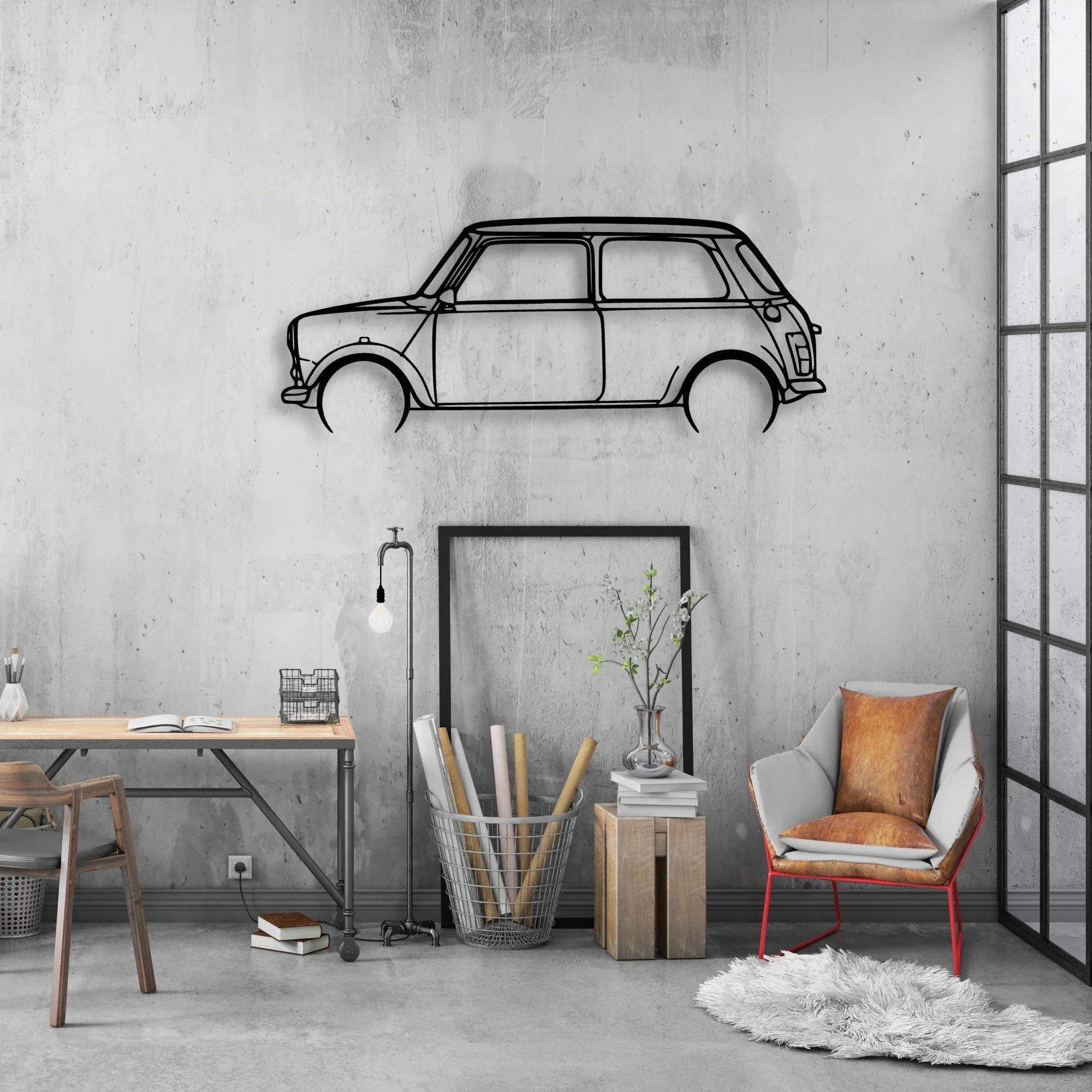 Mini 1995 Classic Silhouette Metal Wall Art - Automotive Garage Decor